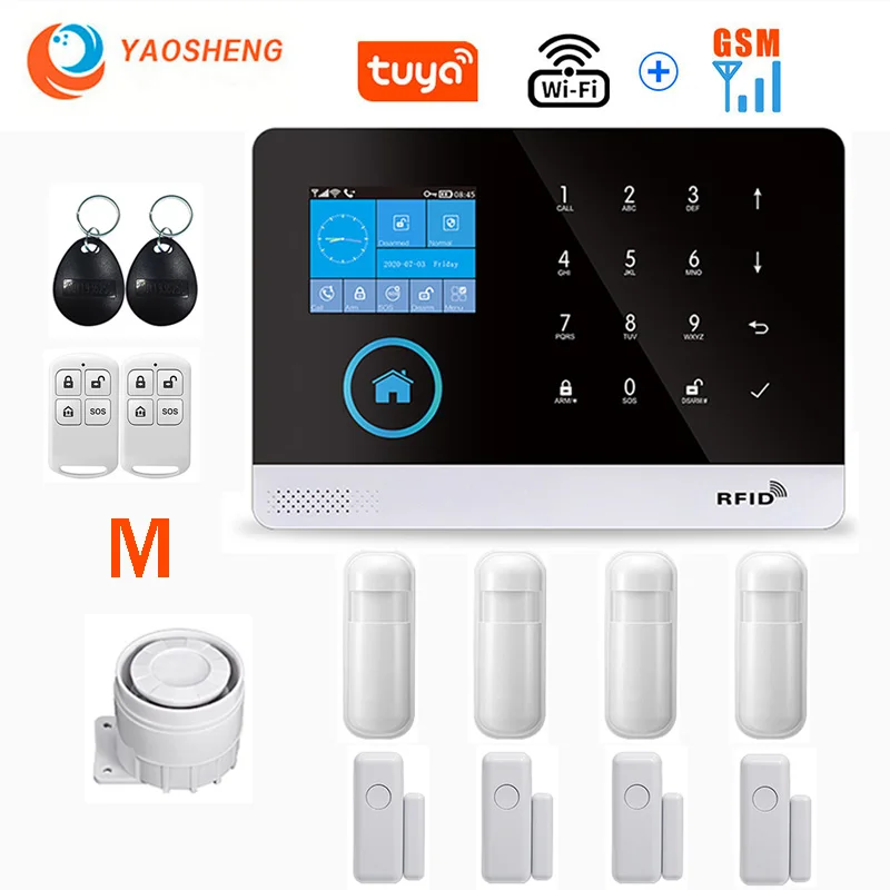 elderly emergency button Wireless WIFI GSM Home Security Alarm System For Tuya Smart Life APP With Motion Sensor Detector Compatible With Alexa & Google ring alarm pad Alarms & Sensors