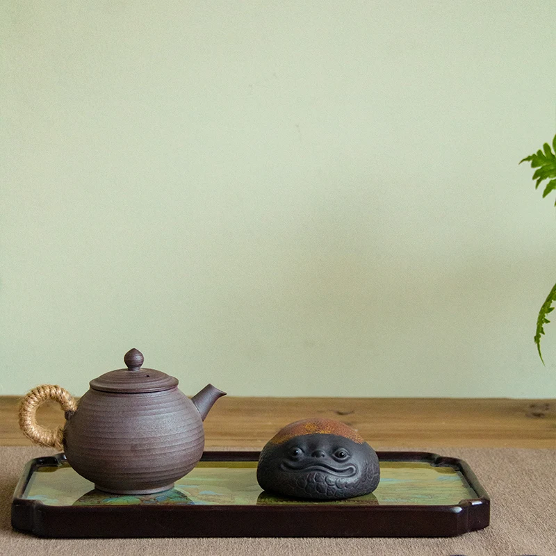Purple sand golden toad tea pet Table Accessories Figurine Purple Clay Zen