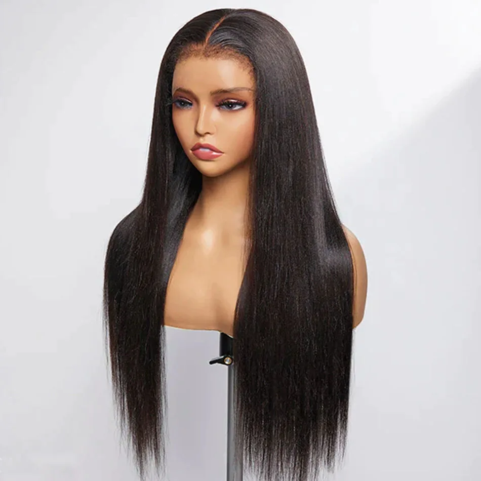 4C Hairline Straight Lace Front Wig Kinky Edges Natural Hairline 13x4 13x6 HD Lace Frontal Wig Human Hair Pre Plucked Ossilee