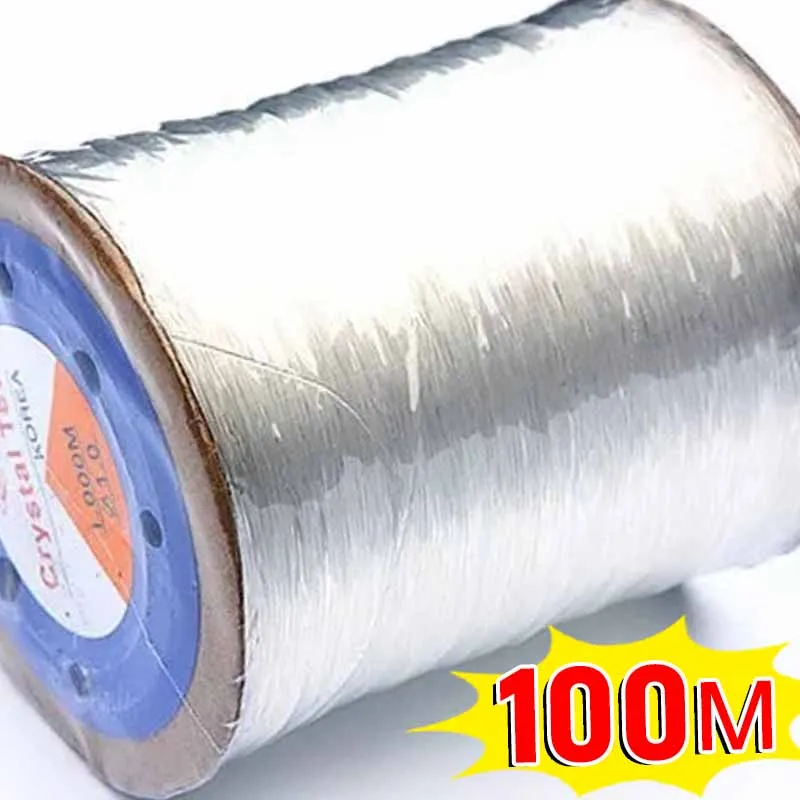 

Прочная эластичная нить для бисероплетения, 100 м, шнур для изготовления ювелирных изделий, ожерелий, браслетов, бусины «сделай сам», прозрачная нить, растягивающаяся нить