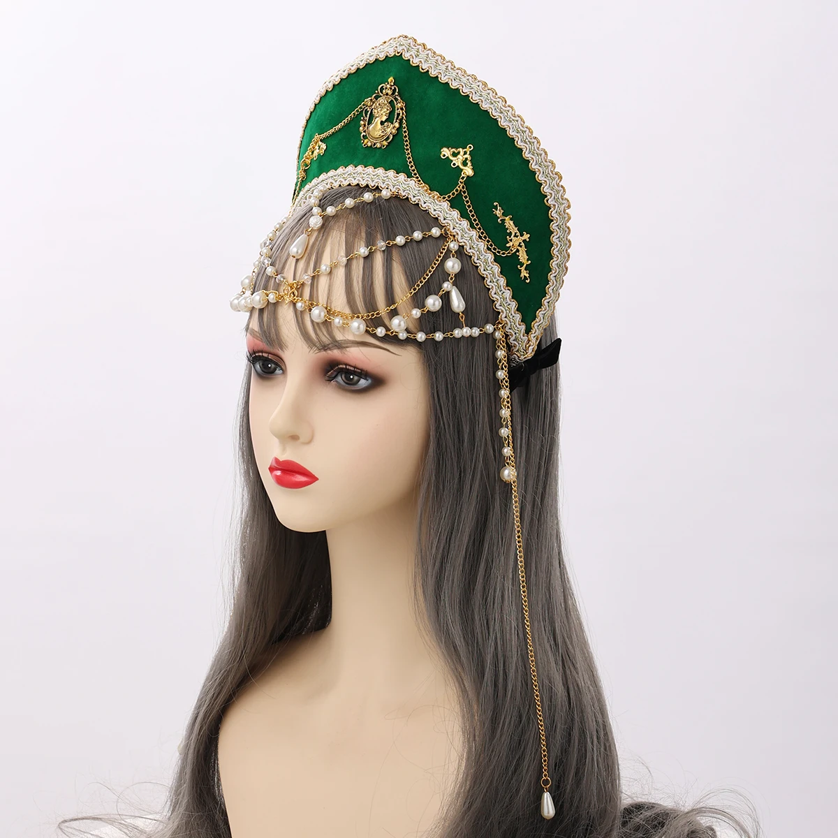 Copricapo Lolita Rinascimentale Royal Donne Tudor Vintage Elizabethan Cappuccio Corona Diadema