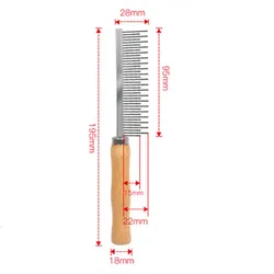 Stainless Steel Pet Hair Remover Brush with Wooden Handle - Grooming & Cleaning Tool (Long and short comb)