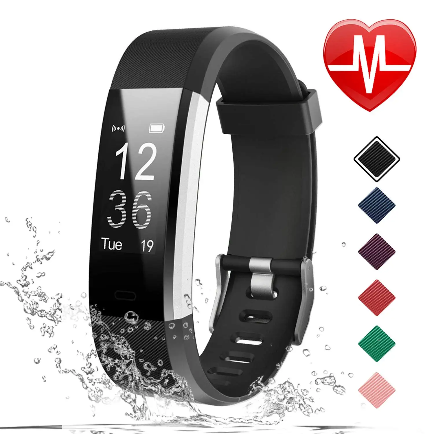 Smart Fitness Bracelet for Men & Women Pedometer Heart Rate Blood Pressure Fitness Tracker Bluetooth Smartwatch