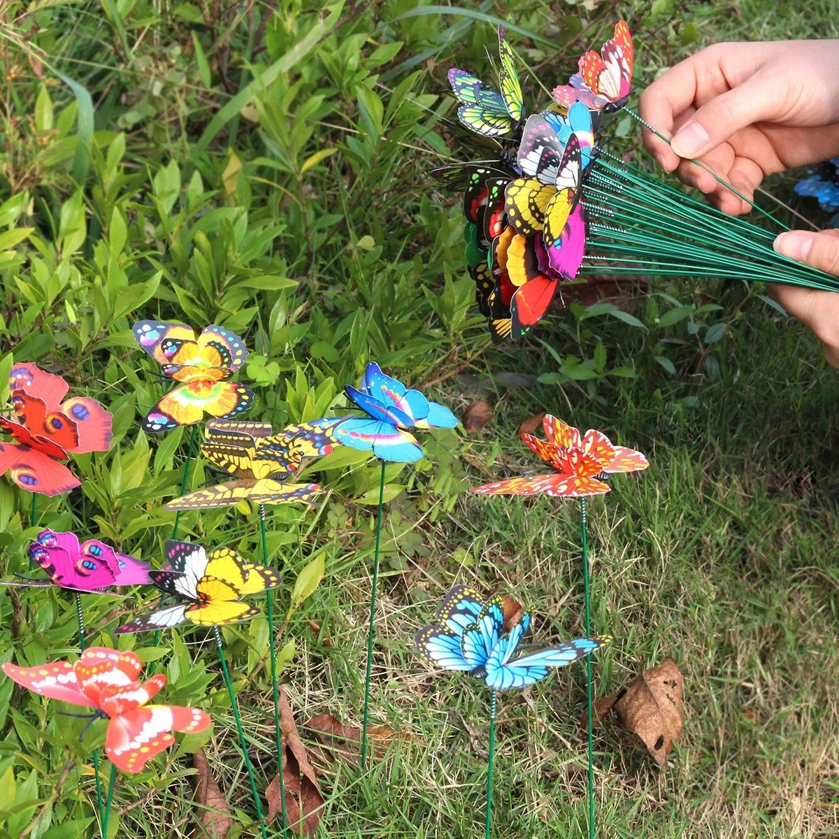 Colorful Waterproof Butterfly Garden & Flower Pot Decorations, Set of 5-50 Pieces