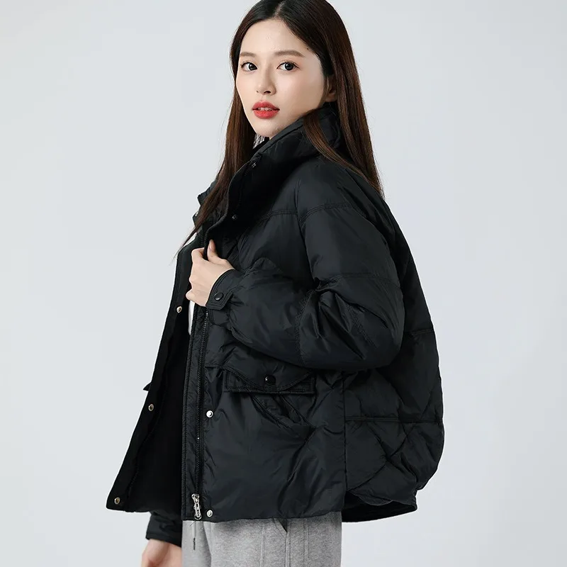 2023 New Women Down Jacket Winter Coat Female Short Stand Collar Parkas Loose Large Size Outwear Fashion Warm Thickened Overcoat