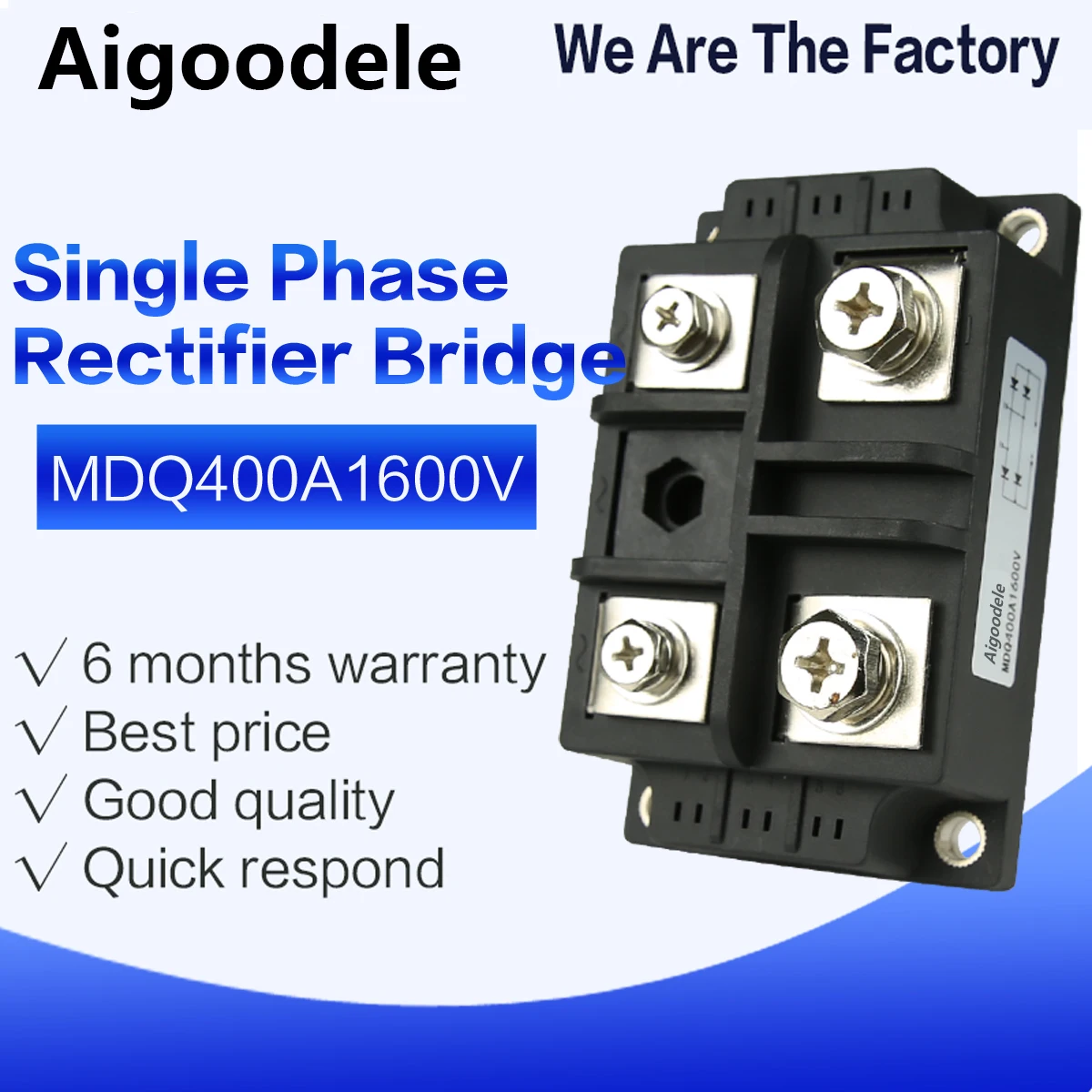 

1Phase MDQ400A 1600V, 400A Single-phase Bridge Rectifier Module Rectifier Diode Rectifier Bridge