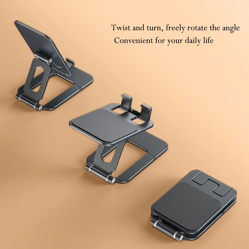 Foldable Portable Metal Phone Stand - Adjustable Desktop Travel Holder
