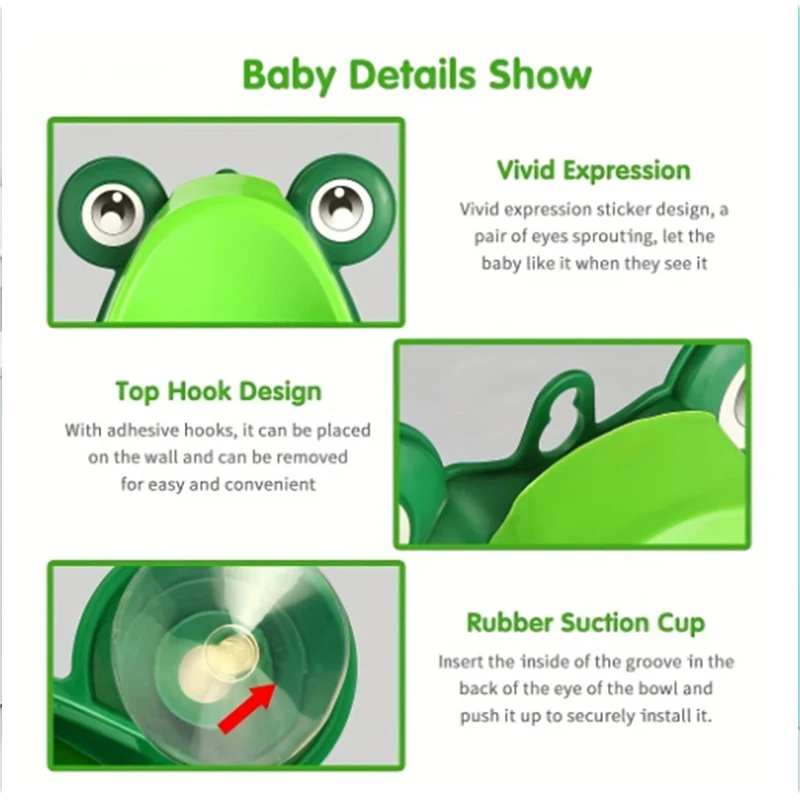 Cartoon Baby Toilet Urinal Boy Wall-mounted Urinal Frog Shape Boy Standing Urinal Toilet Training Urinal 4