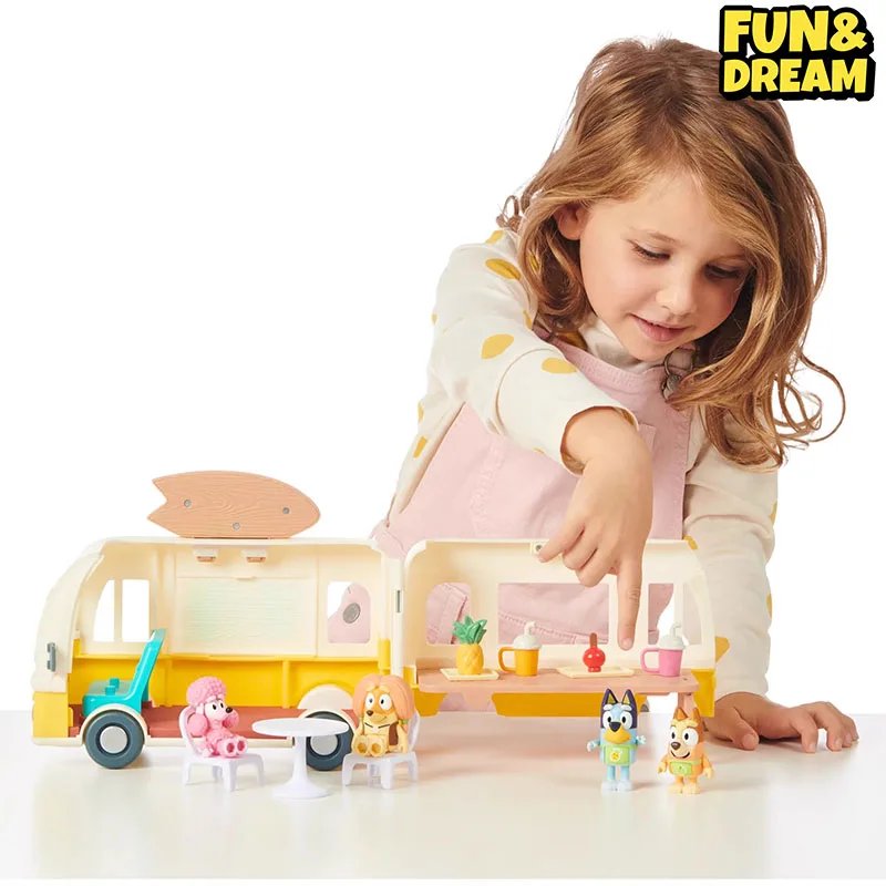 Genuine Bluey Playing House Collection Bluey Juice Truck Play Home Toys Birthday Gifts Kids Scene Toy Truck Models Puppy Models 4