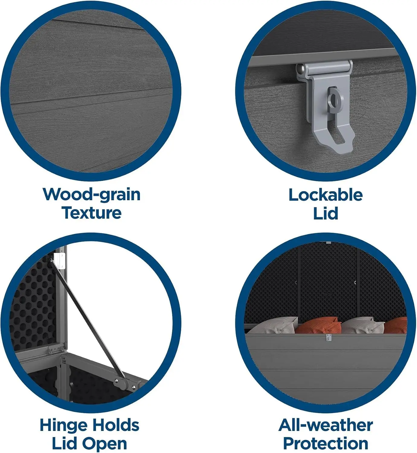 Outdoor Patio Deck Storage Box, Extra Large, 180 Gallons, Black and Charcoal 4