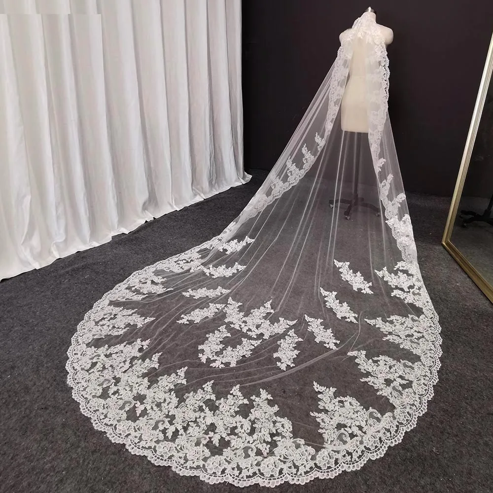 

Real Photos Cathedral Wedding Veil with Comb Soft Tulle 3 Meters/ 10ft Long White Ivory Bridal Veil Wedding Accessories