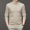 7 Colour Men's Round Neck Long Sleeved Solid Color Sweater Soft Warm and Comfortable Top with a Base 2