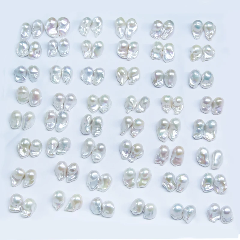 14-15Mm Aa Natural White Pink Purple Real Loose Fireball Beads Huge Freshwater Baroque Pearls Beads Pairs