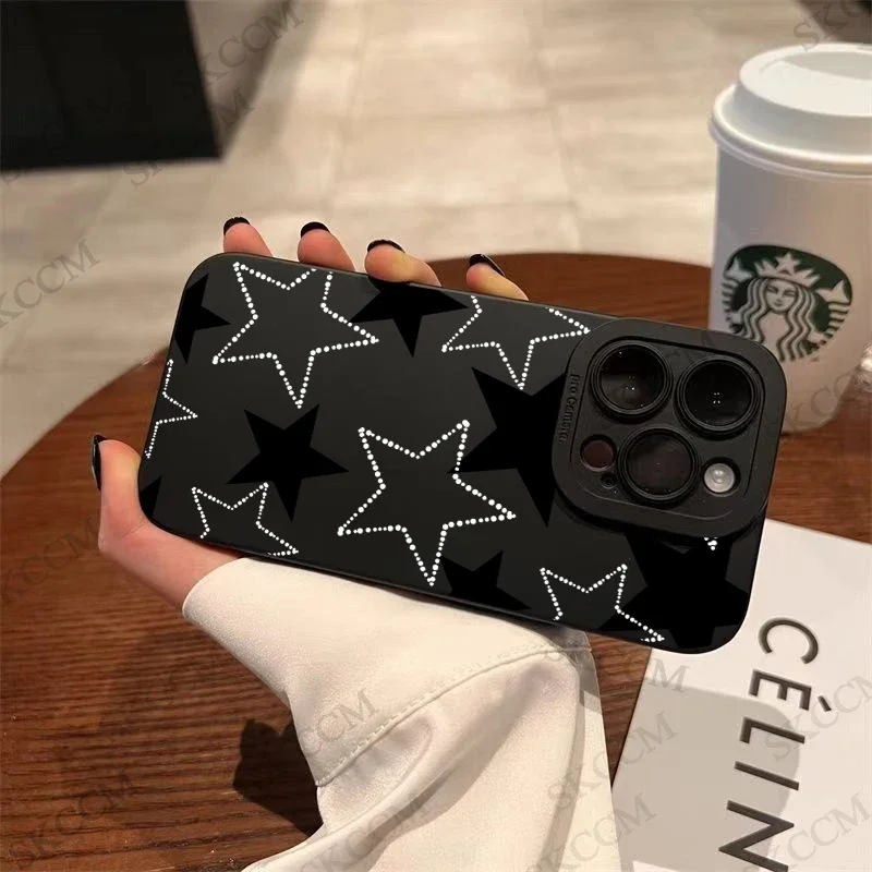 Black White Five-pointed Star Printed Phone Case For iPhone