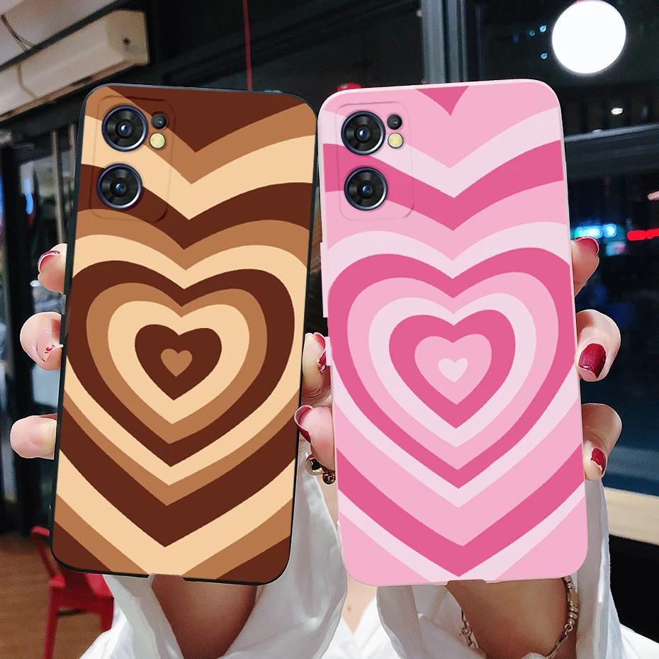 Per Oppo Find X5 Lite Case 6.43 Pollici Fashion Heart Painted Silicone Soft Cover Per Oppo Find X5 Lite 5G Funda Findx5Lite Coque