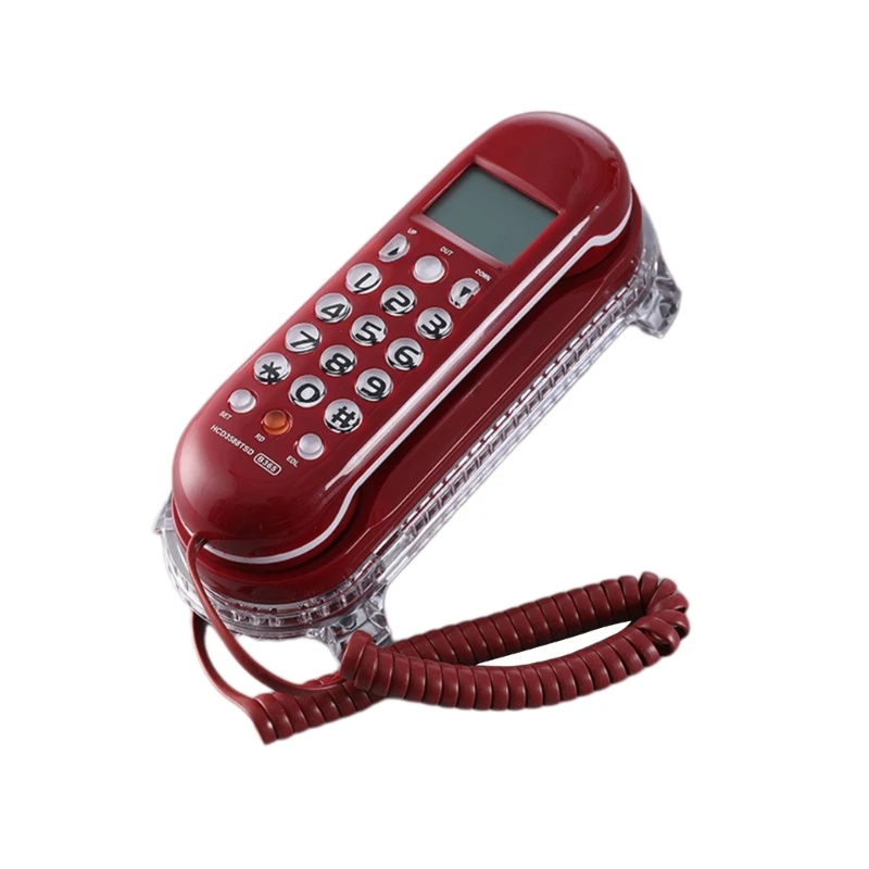 Wired Phone B365 Mini Wall mounted Phone Crystal Base Small Landline Telephone Clear And User friendly LCD Display Multi Language