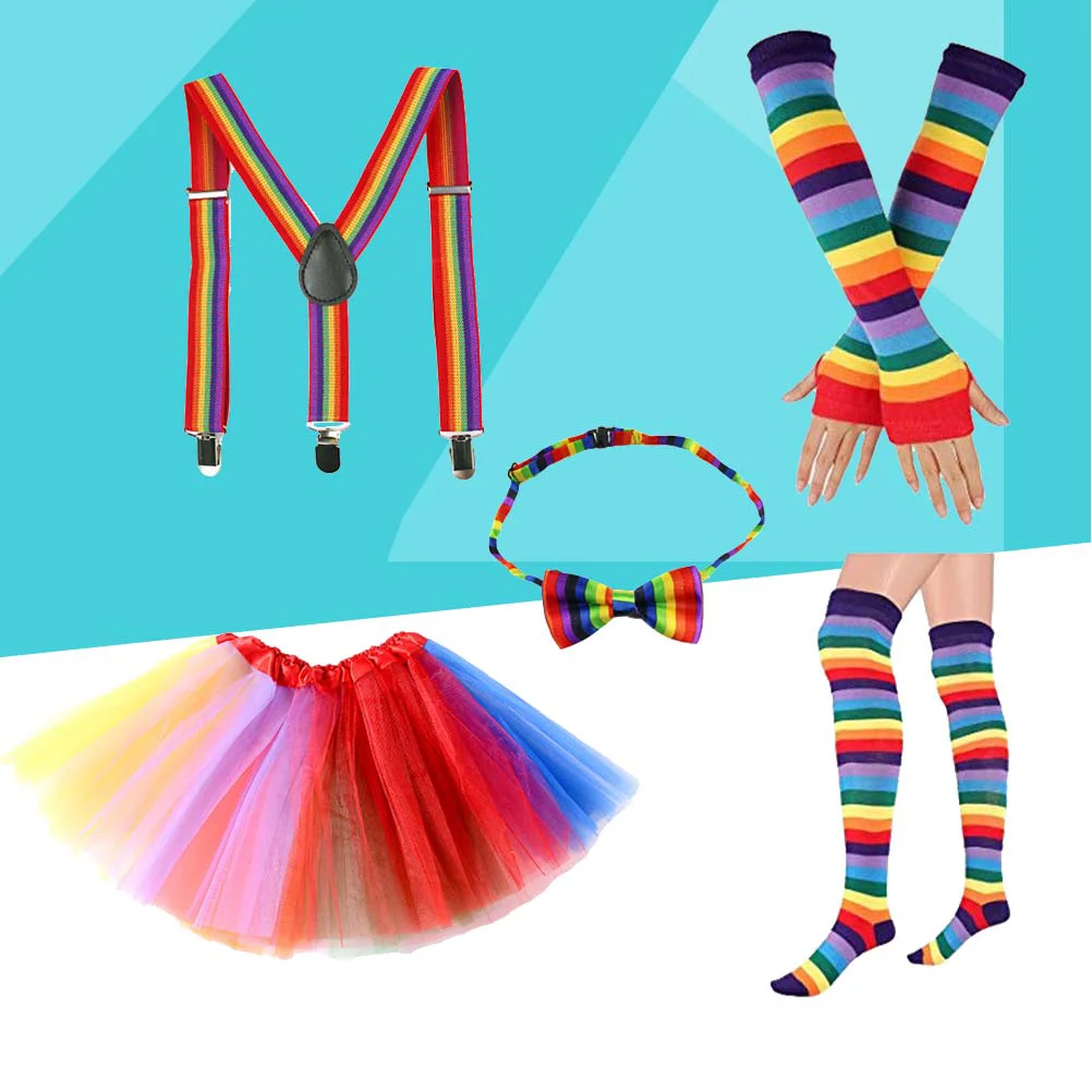 

Rainbow Skirt Party Skirts for Girls Tutu Suspenders Set Costumes Outfits