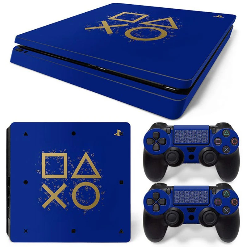 PS4 슬림 콘솔 및 컨트롤러 2 개 스킨 스티커, 기하학 디자인 탈착식 커버, PVC 비닐