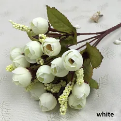 Elegant Silk Rose Bouquet - 15 Blooms for Home Decor, Weddings, and Gifts (WHITE)