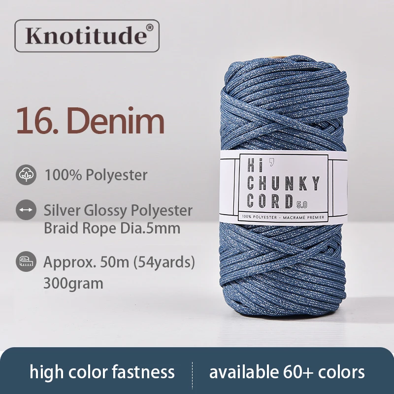 Silver Shimmer Macrame Rope - 5mm, 50m Spool, Glittered Finish