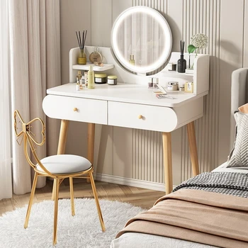 Toeletta, camera da letto, toeletta moderna, semplice e leggera di lusso, di piccole dimensioni, famosa su Internet, specchio per il trucco, integrazione di stoccaggio 1
