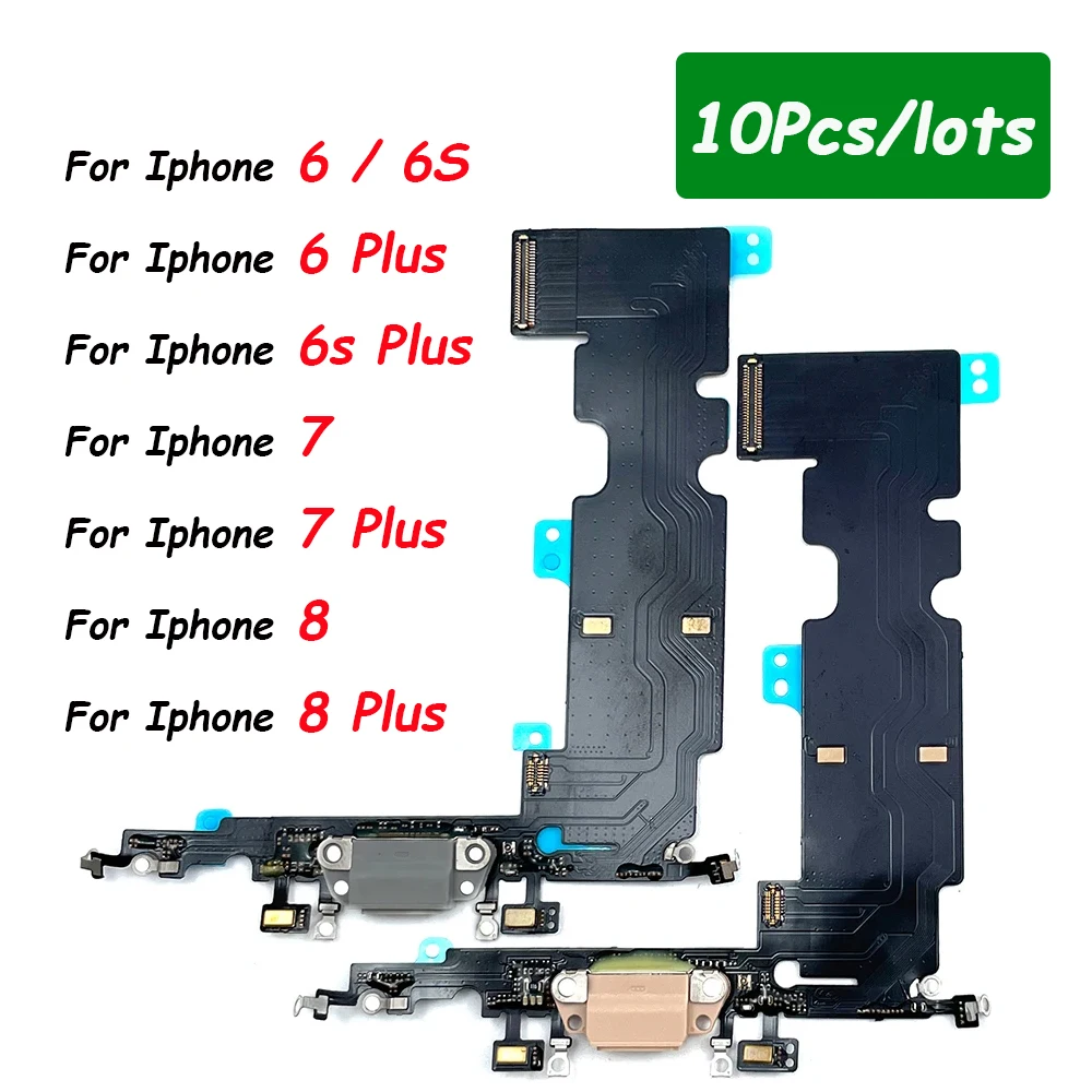 

10Pcs, For Iphone 6 6S 7 8 Plus Charging Port Dock Connector Headphone Audio Jack+ Microphone Flex Cable With Mic Microphone