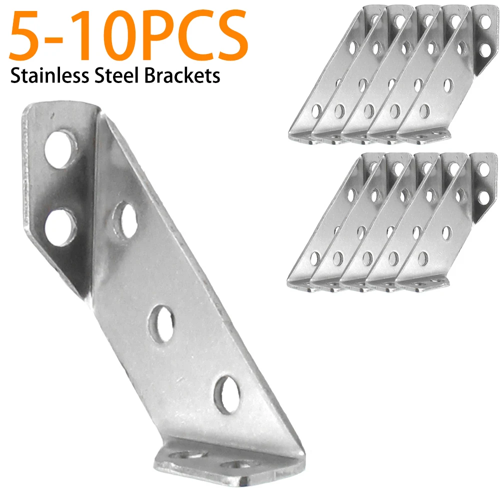 

5/10pcs Stainless Steel Universal Furniture Corner Connector Corner Brace with Screws Heavy Duty Angle Shelf Brackets for Wood