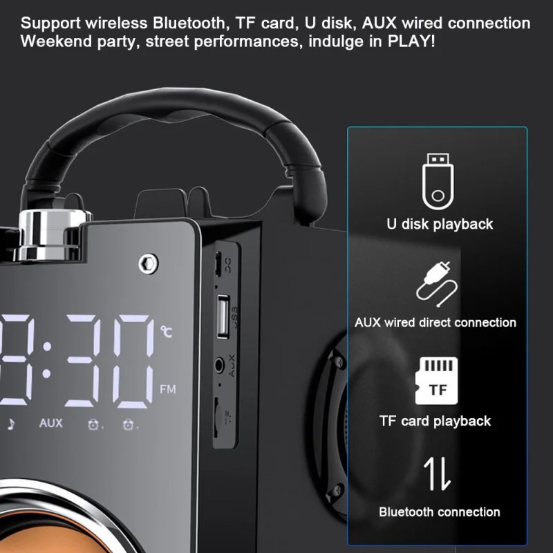 Portable Bluetooth Speaker High-Power Music Box FM Stereo Surround Wireless Subwoofer Outdoor Soundbox