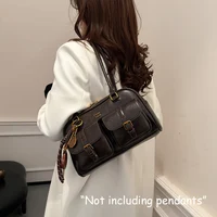 Women's Retro Solid Color Pu Leather Shoulder Bag with Multiple Pockets, Large Capacity, Exquisite and Fashionable Handbag - Image 6