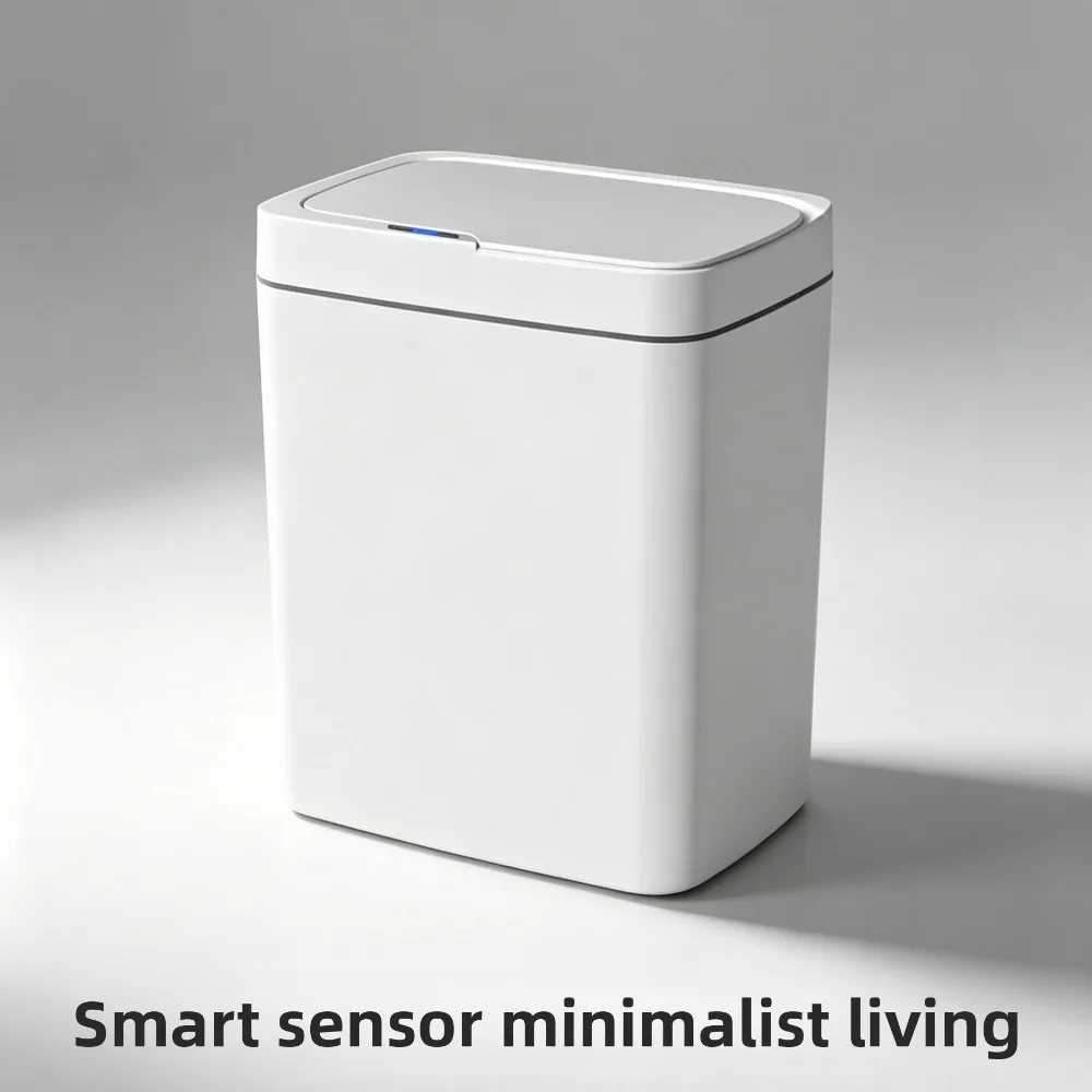 Touchless Smart Sensor Trash Can - 15L Automatic Bagging Electronic Bin in White