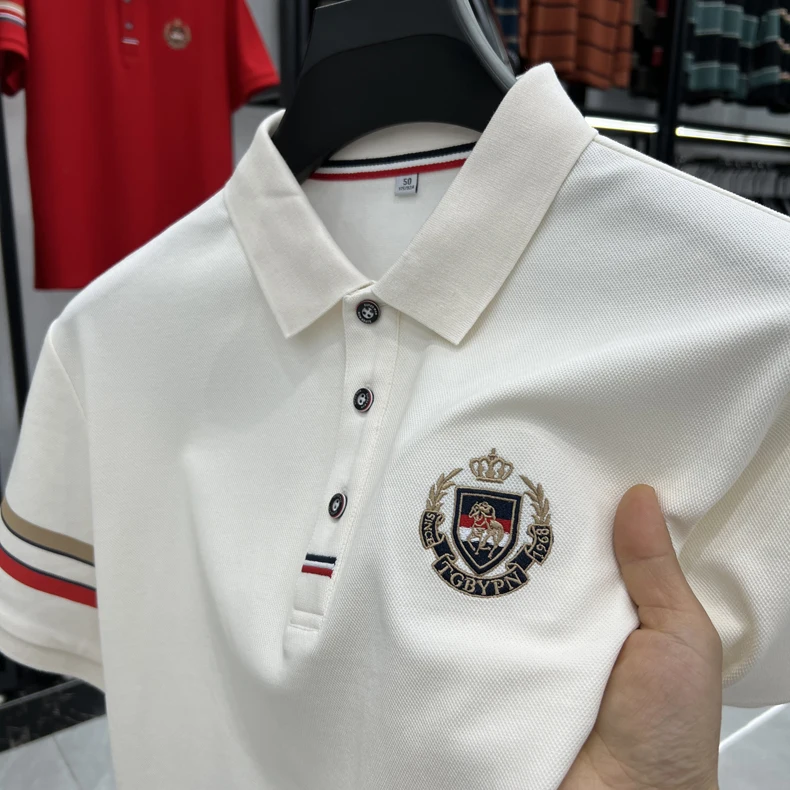 High end brand men's short sleeved polo shirt with classic stripe design top summer fashion embroidery breathable casual T-shirt 20 Saa07cafc7a1140938344ff5a87233c76z