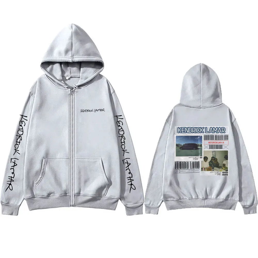 Rapper Kendrick Lamar Good Kid Album Cover Zipper Hoodie Men Women Hip Hop Vintage Oversized Zip Up Jacket Male Fleece Hoodies