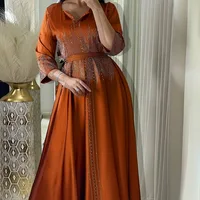 Moyen-Orient Ramadan marocain musulman forgé visage Robe arabe dubaï Robe de luxe mode chaude diamant Robe de soirée 4