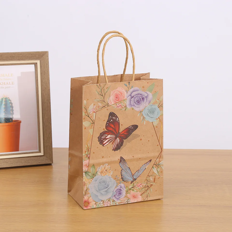 12 Sacchetti Regalo A Forma Di Farfalla - Carta Kraft Con Manici - Decorazioni Per Compleanno Bambine, Feste, Matrimoni - Colori Macaron