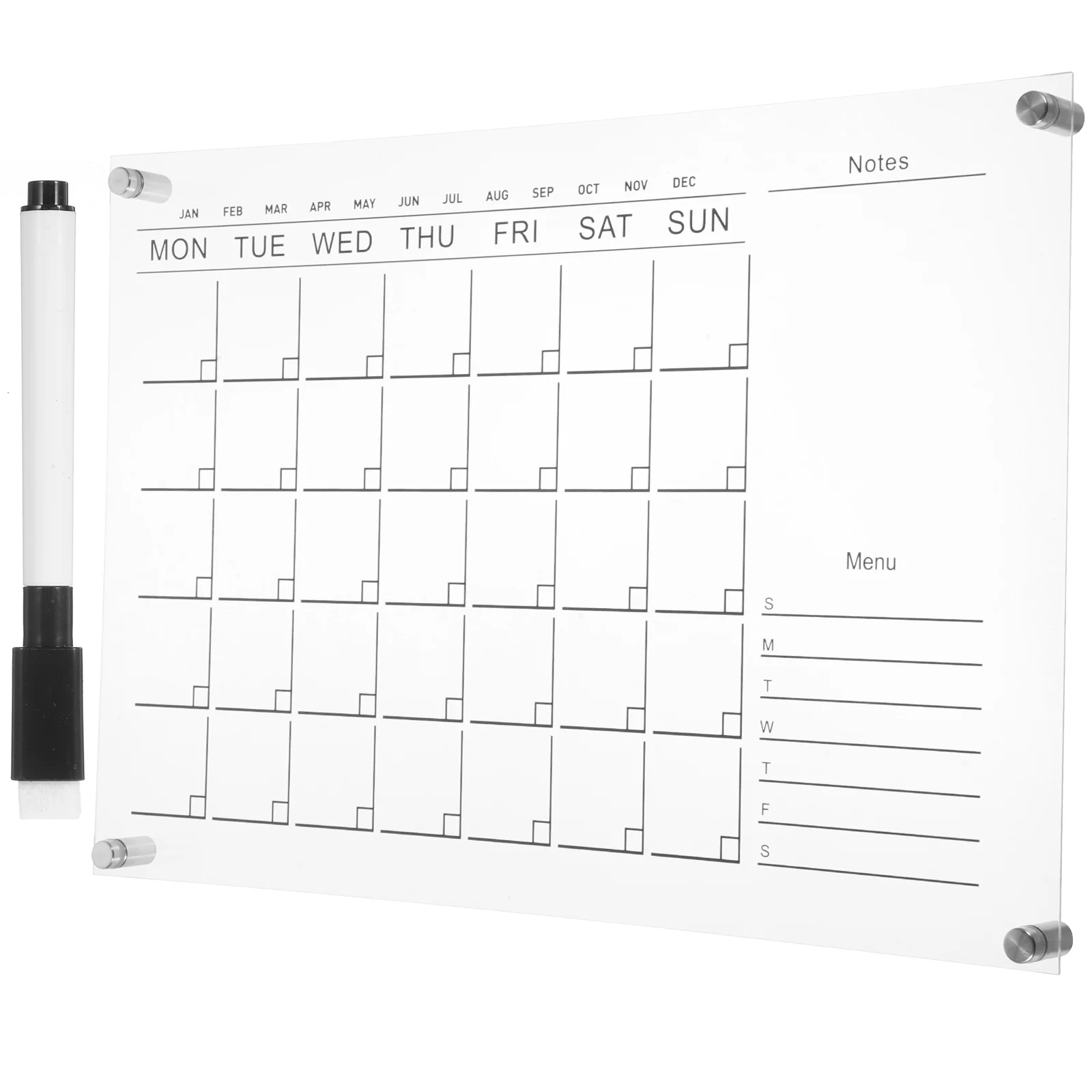 

1 Set of Hanging Acrylic Calendar Practical Acrylic Wall Calendar Transparent Weekly Planner Board