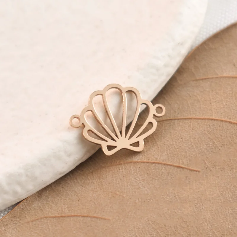 14K Gold Filled Seashell Silhouette Connector 24ga Anhänger Charm Schmuck für DIY Armband Halskette Herstellung von Schmuckzubehör – Detail 14
