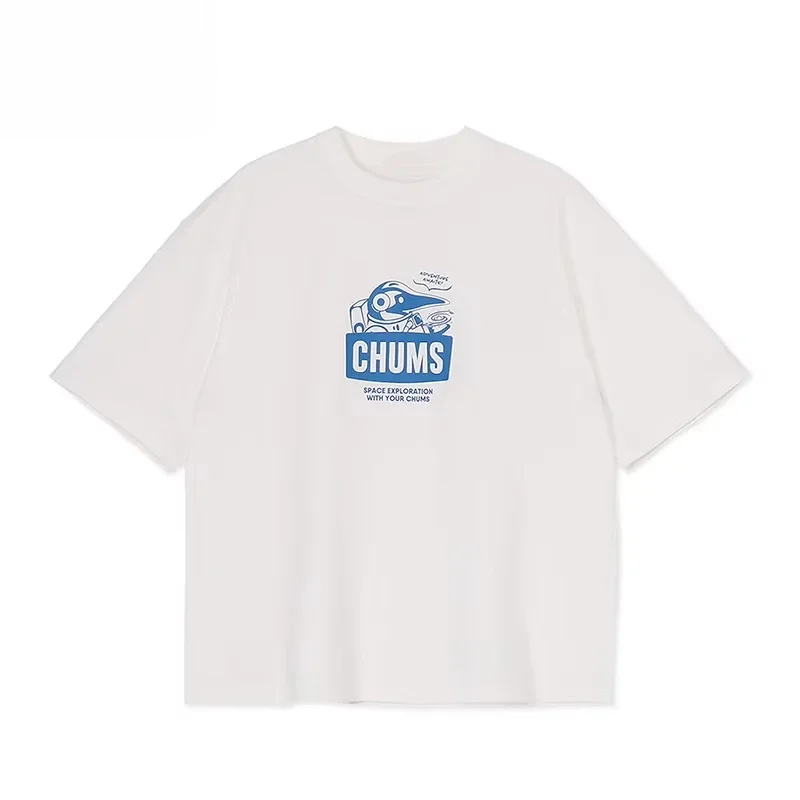 CHUMS Sports Outdoor Short Sleeve Men's Universe Theme Print Casual Round Neck T-shirt Unisex Comfortable Cotton Top