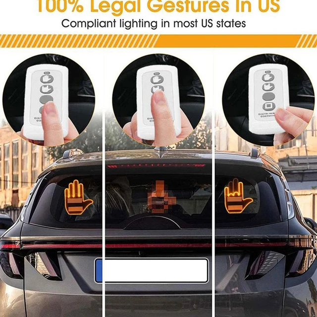 Funny Car Finger Light with Remote Road Rage Signs Middle Gesture Hand Lamp  Sticker Glow Panel For Universal Racing Window - AliExpress