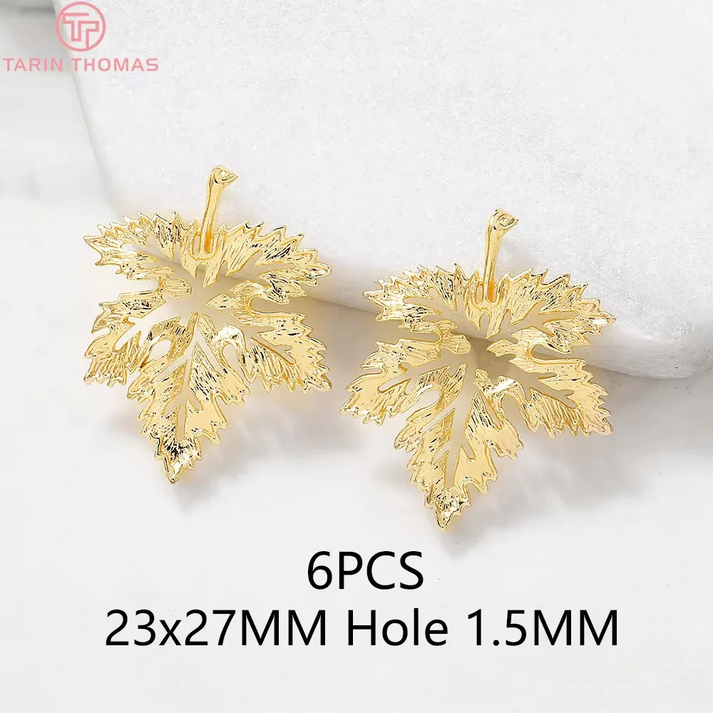24K Gold Plated Brass Leaf Charms