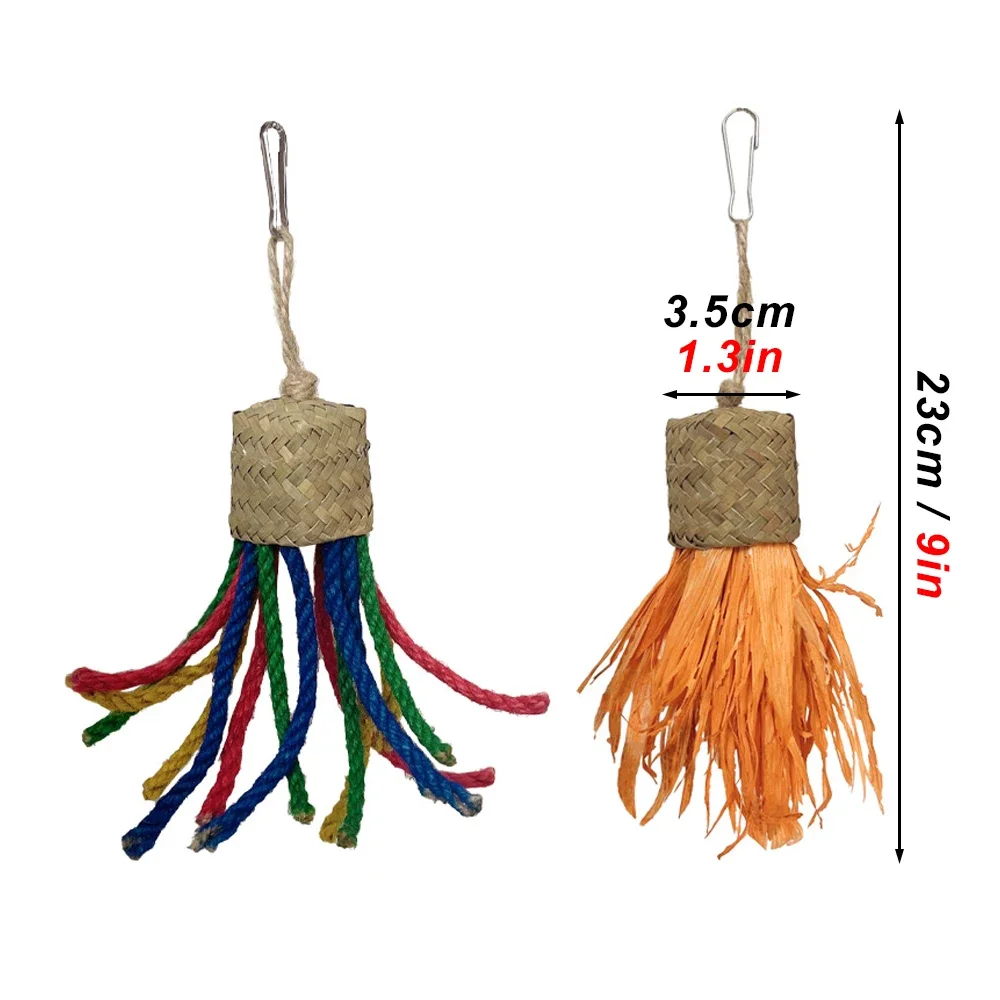 Parrot Toy Bird Toy 1pc Colorful Rattan Bird Chewing Toys Parrot Shredder Bite Hanging Toy Swing Cage Accessories for Pet Cockatiel Budgies Lovebird