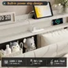 Twin Size Lift Up Bed Frame, Storage Headboard with Charging Station, LED Lights Upholstered Platform Bed, No Box Spring Needed 4