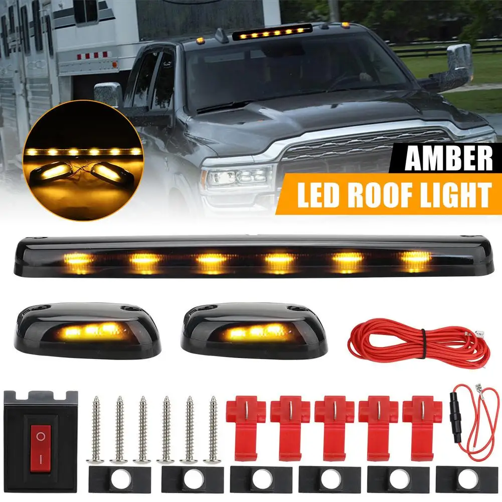 

3pcs Cab Roof Marker Led Lights Pickup Truck Warning Running Lamp Compatible For 07-13 C hevrolet G mc
