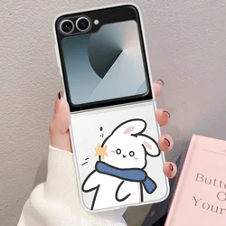 Clear Trendy Paired Couple Pattern Case - Funny & Cute Kawaii Design, Impact Resistant Shell for Samsung Galaxy Z Flip 5 (-1)