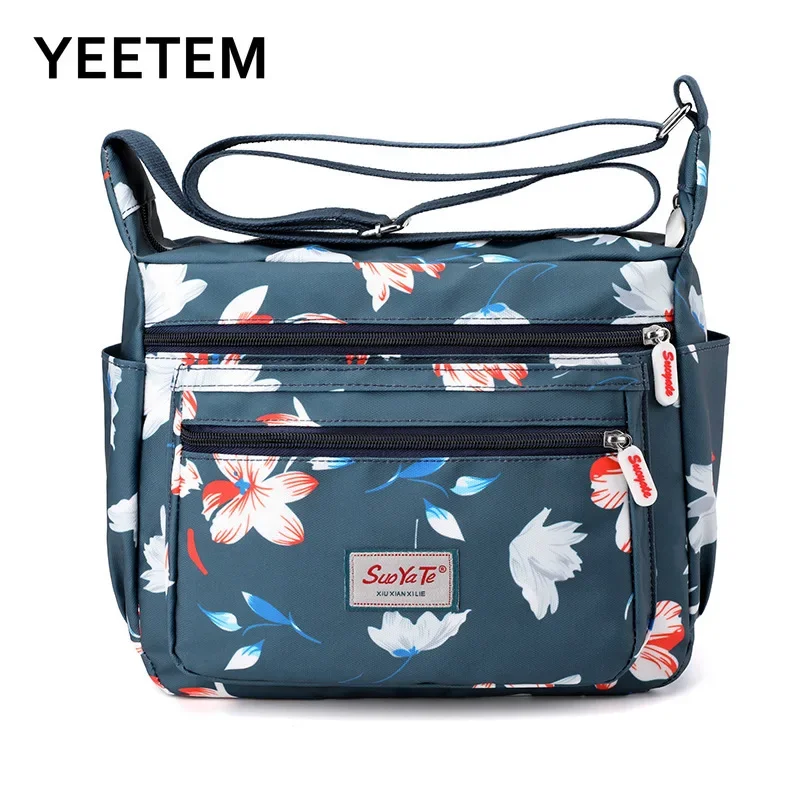 

Женская сумка через плечо с цветочным принтом, с защитой от кражи, с несколькими отделениями, вместительная Водонепроницаемая дорожная сумка-мессенджер для денег