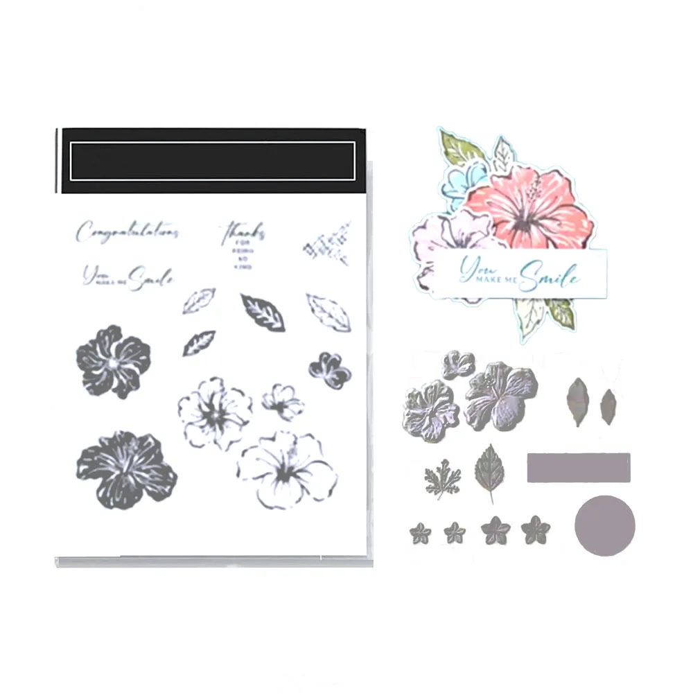 thumbnail image 1 of 2024 Invierno Nuevas flores Deseos navideños Sellos transparentes y troqueles de corte en alemán para hacer tarjetas, álbumes de recortes, manualidades, decoración, 1 of 5
