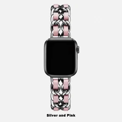 Elegant Gold Stainless Steel Bracelet Wristband for Series10 - 11 42mm (Silver Pink)