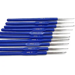 Premium Crochet Hooks Set - Ergonomic Handles for Knitting, Weaving, and Embroidery | Handicraft and Sewing Tools - 10 Piece Kit (Light Grey)
