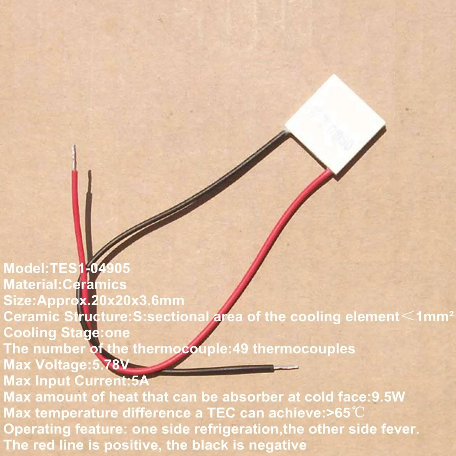 20x20x3.6mm 5A 5.78V 9.5W TES1-04905 Thermoelectric Cooler Peltier Heatsink