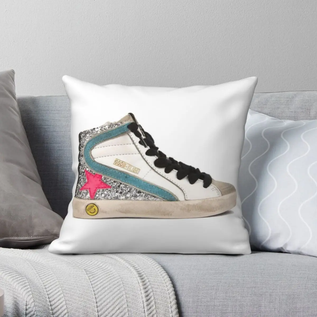 Federa Di Marca Golden Goose Deluxe Federa In Poliestere Con Motivo In Velluto Di Lino Con Cerniera Fodera Per Divano 45X45