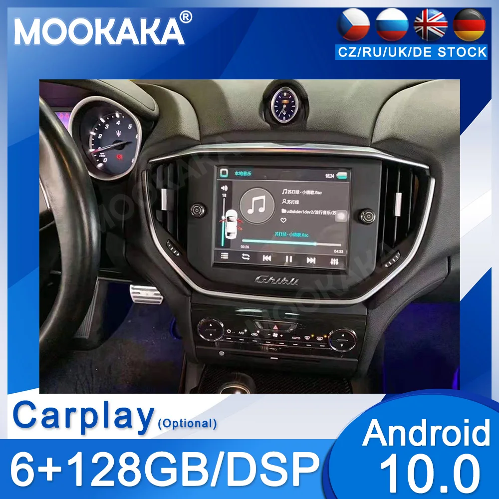 

6 + 128 ГБ Android 10 для Maserati ghiсот 2010-2021 GPS-Навигационный экран Carplay стерео Мультимедийный плеер радио авто DSP головное устройство